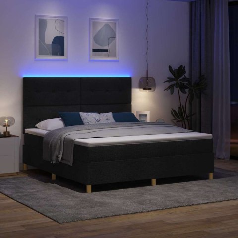 Łóżko z sprężyną LED z materacem Czarny 180 x 200 cm tkanina