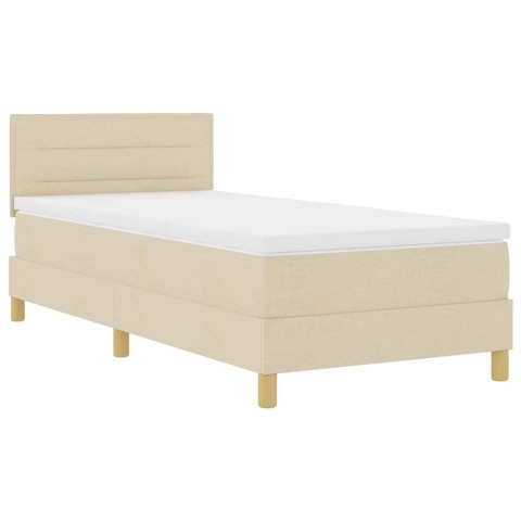 Łóżko z sprężyną LED z materacem Kremowy 100 x 200 cm tkanina