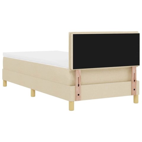 Łóżko z sprężyną LED z materacem Kremowy 100 x 200 cm tkanina
