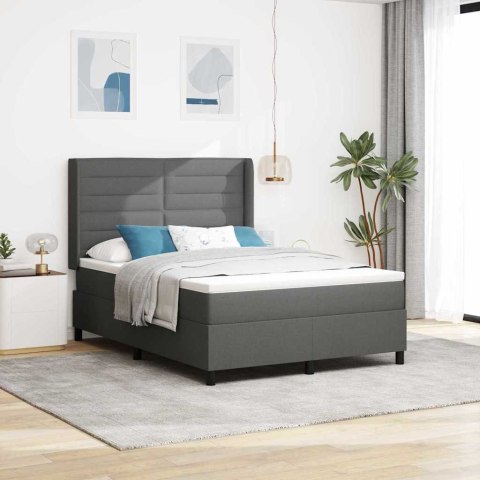 Łóżko z sprężyną LED Ciemnoszary 160 x 200 cm tkanina