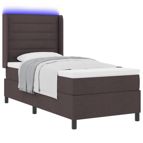 Łóżko z sprężyną LED Ciemny brąz 90 x 200 cm tkanina