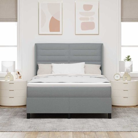 Łóżko z sprężyną LED Jasnoszary 140 x 200 cm tkanina