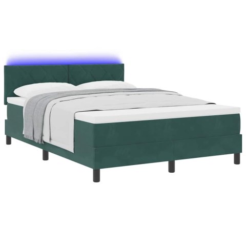 Łóżko z sprężyną LED z LED Ciemna zieleń 140 x 190 cm Aksamit