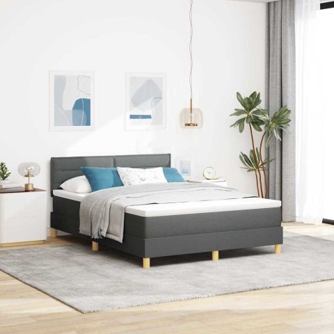 Łóżko z sprężyną LED z LED Ciemnoszary 140 x 190 cm tkanina