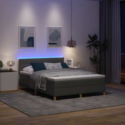 Łóżko z sprężyną LED z LED Ciemnoszary 140 x 190 cm tkanina