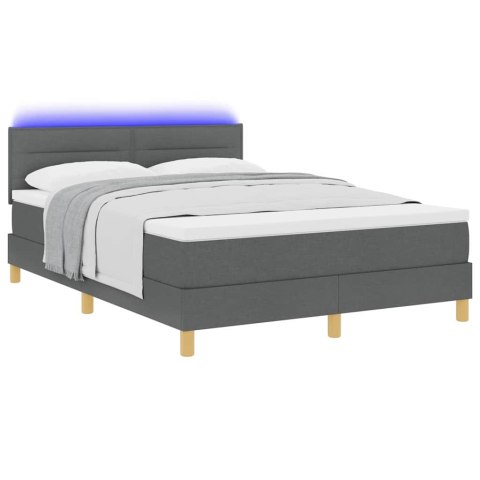 Łóżko z sprężyną LED z LED Ciemnoszary 140 x 200 cm tkanina