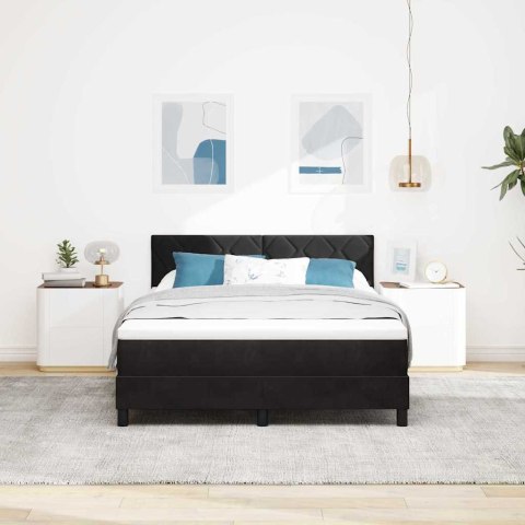 Łóżko z sprężyną LED z materacem Czarny 140 x 200 cm Aksamit