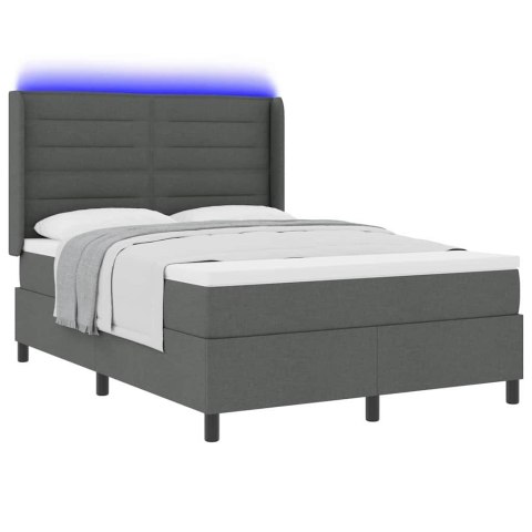 Łóżko z sprężyną LED Ciemnoszary 140 x 190 cm tkanina