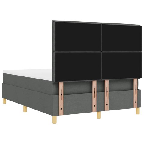 Łóżko z sprężyną LED Ciemnoszary 140 x 200 cm tkanina