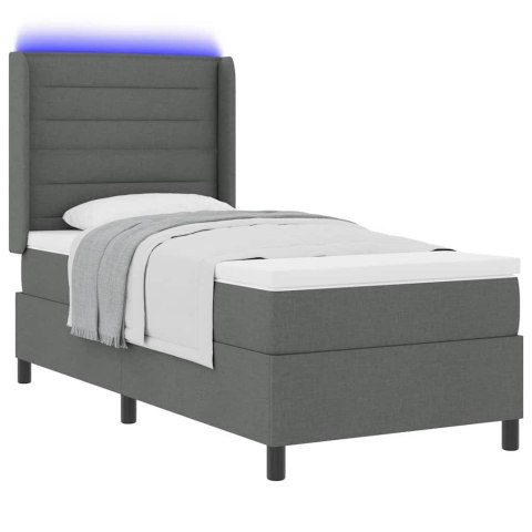 Łóżko z sprężyną LED Ciemnoszary 80 x 200 cm tkanina