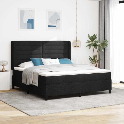 Łóżko z sprężyną LED z materacem Czarny 180 x 200 cm tkanina