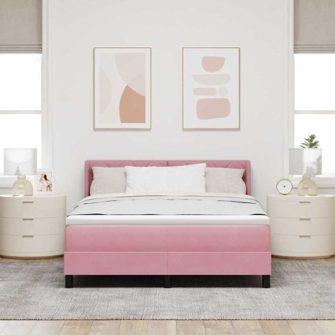Łóżko sprężynowe z materacem Różowy 200 x 160 cm Poliester