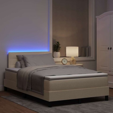 Łóżko sprężynowe z materacem z LED Kremowy 120 x 190 cm tkanina