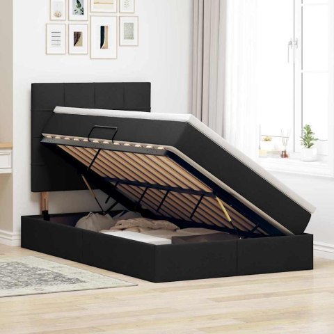 Łóżko z miejscem na przechowywanie i LED Czarny 120 x 200 cm