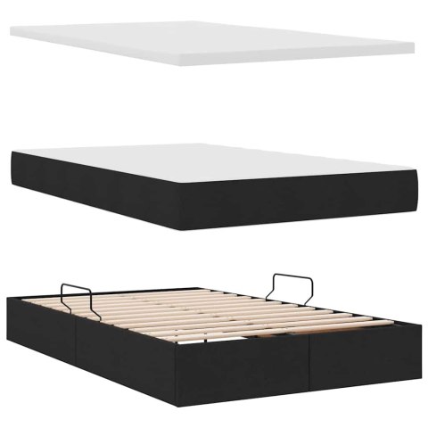 Łóżko z miejscem na przechowywanie i LED Czarny 120 x 200 cm