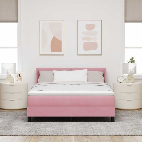Łóżko sprężynowe z materacem Różowy 200 x 140 cm Poliester