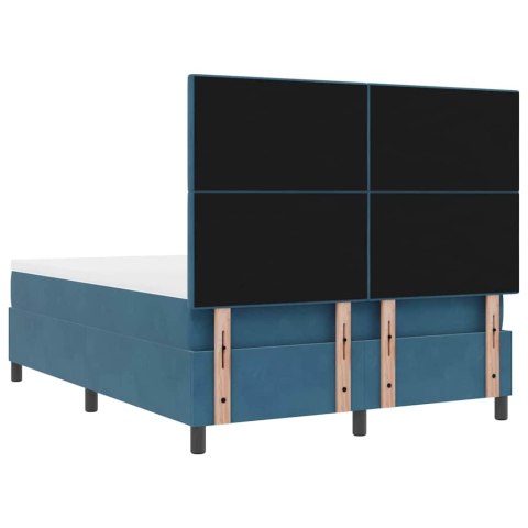 Łóżko z sprężyną LED Ciemnoniebieski 140 x 200 cm tkanina