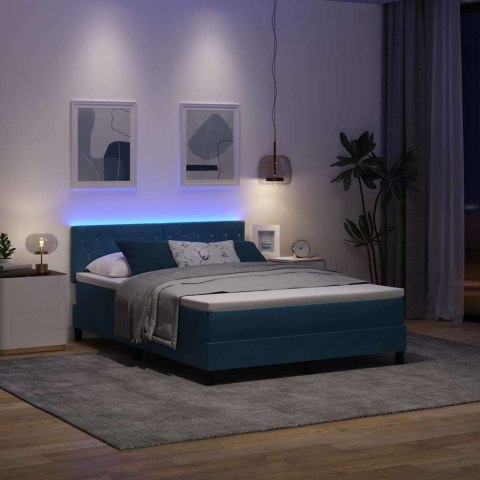 Łóżko z sprężyną LED z LED Ciemnoniebieski 140 x 200 cm Aksamit