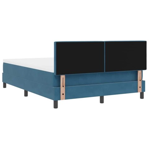 Łóżko z sprężyną LED z LED Ciemnoniebieski 140 x 200 cm Aksamit