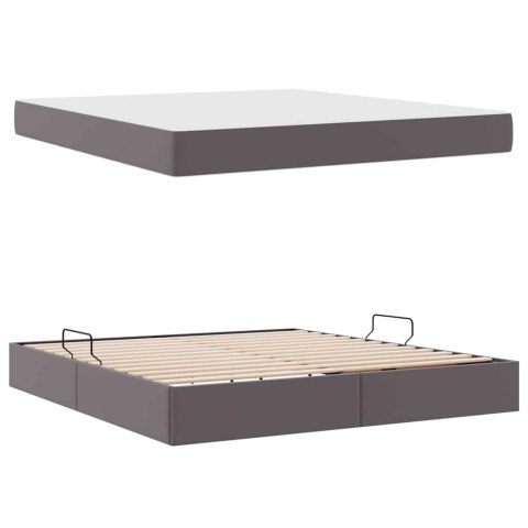 Łóżko z miejscem na przechowywanie i materacem 2 pcs Szary