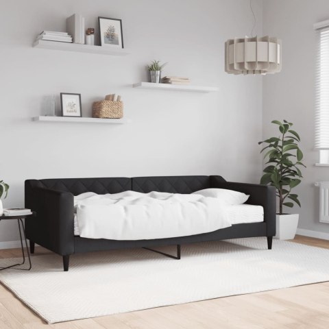 Sofa z materacem, czarna, 90x190 cm, tkanina
