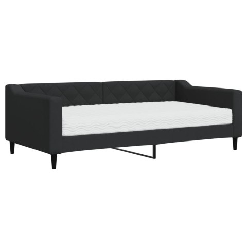 Sofa z materacem, czarna, 90x190 cm, tkanina