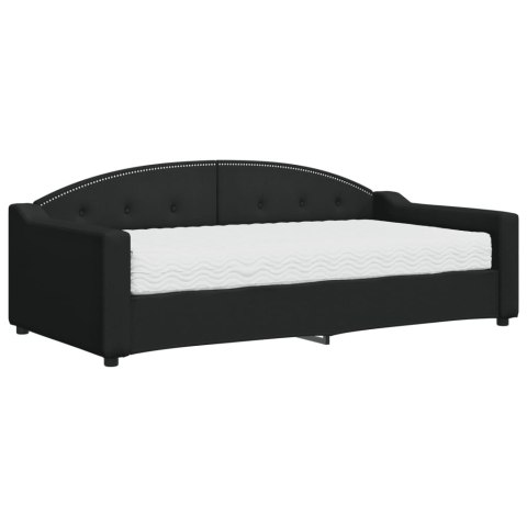 Sofa z materacem, czarna, 90x190 cm, tkanina