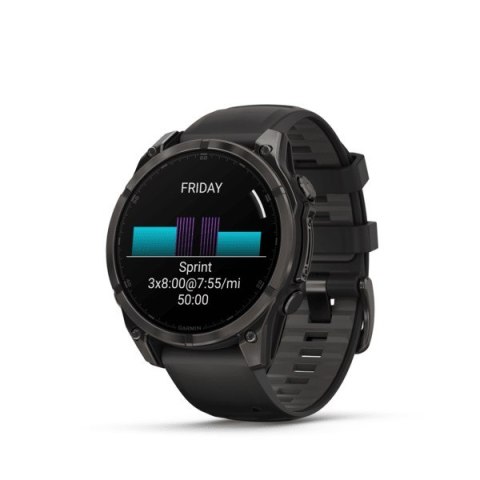 Zegarek sportowy Garmin Fenix 8 Sapphire Titanium Carbon Grey DLC 47mm Czarny