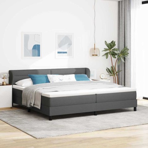 Łóżko sprężynowe z materacem ciemno szary 200 x 200 cm tkanina