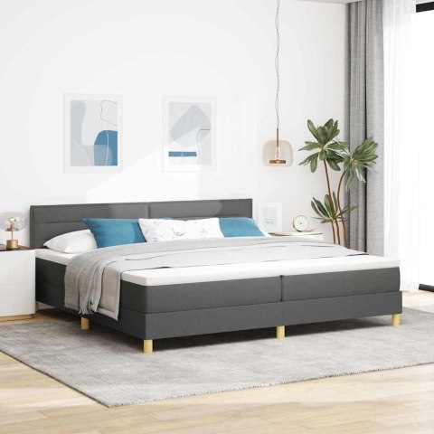 Łóżko z sprężyną LED z LED Ciemnoszary 200 x 200 cm tkanina
