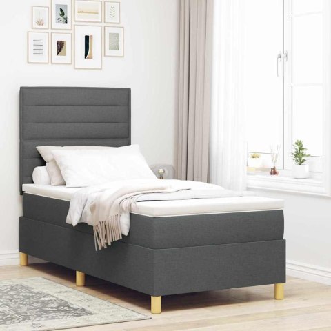 Łóżko z sprężyną LED Ciemnoszary 100 x 200 cm tkanina