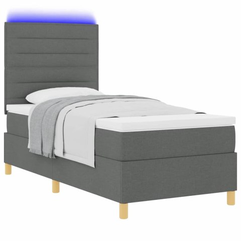 Łóżko z sprężyną LED Ciemnoszary 100 x 200 cm tkanina