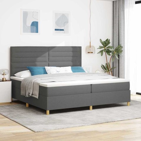 Łóżko z sprężyną LED Ciemnoszary 200 x 200 cm tkanina
