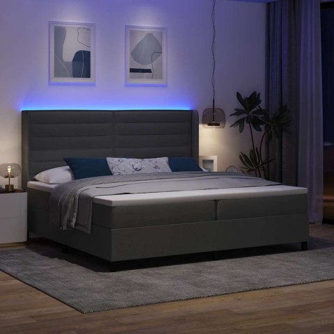 Łóżko z sprężyną LED Ciemnoszary 200 x 200 cm tkanina