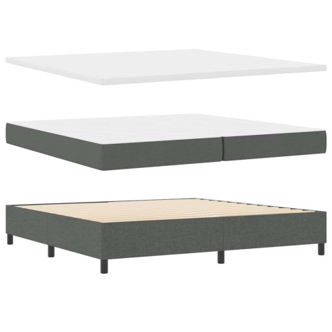 Łóżko z sprężyną LED Ciemnoszary 200 x 200 cm tkanina