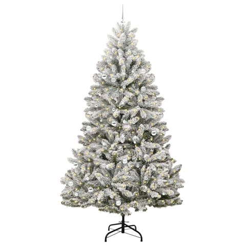 Sztuczna choinka Zielony i Biały 270 cm PVC i Metal