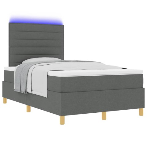 Łóżko z sprężyną LED Ciemnoszary 120 x 190 cm tkanina