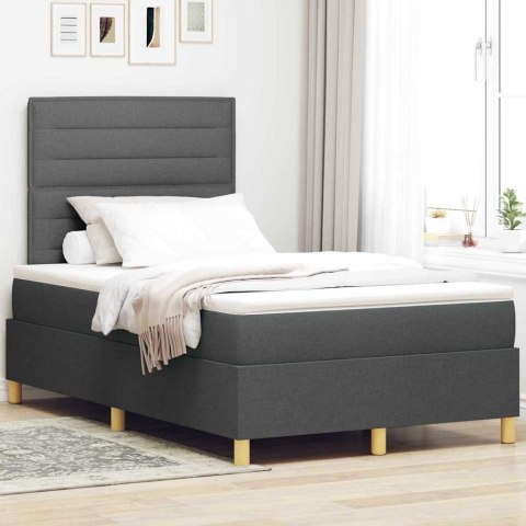 Łóżko z sprężyną LED Ciemnoszary 120 x 200 cm tkanina