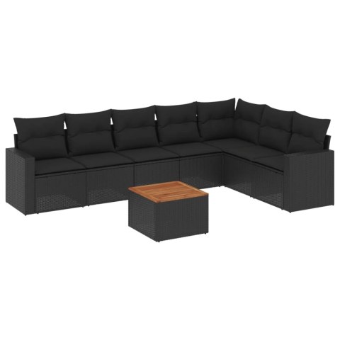 8-cz. zestaw wypoczynkowy do ogrodu, z poduszkami, czarny