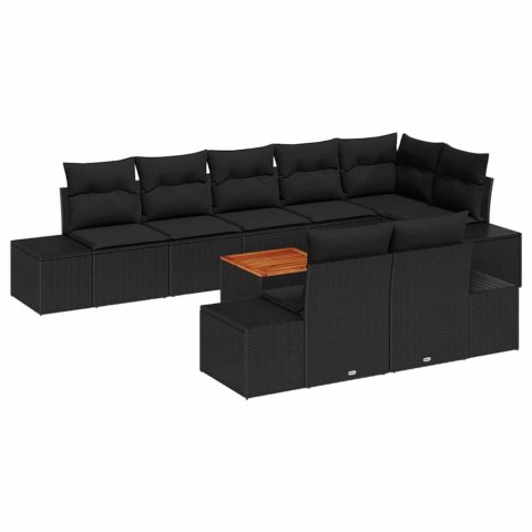 Zestaw Sof na Ogród 9 pcs Czarny