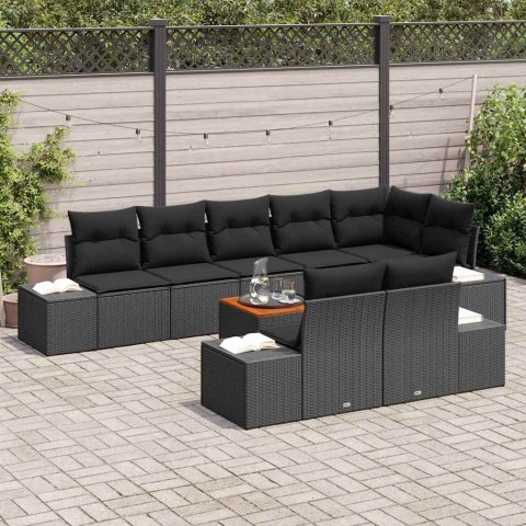 Zestaw Sof na Ogród 9 pcs Czarny