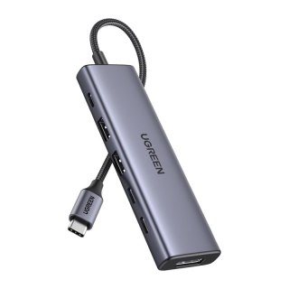 Hub / adapter USB-C 6w1 Ugreen CM511 USB-C do 2x USB, DisplayPort 4K 60Hz, 2x USB-C, PD 100W