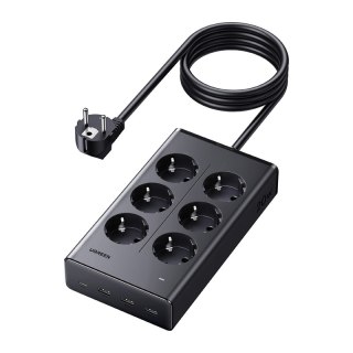Listwa zasilająca Ugreen S622, 6xAC + 3xUSB + USB-C, GaN, 1.5m (czarna)