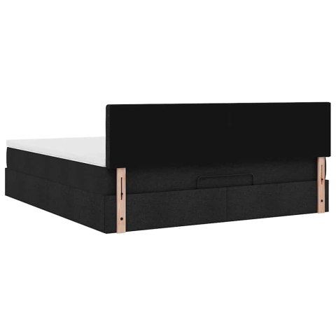 Łóżko Ottoman z materacem i LED, czarny, 180x200cm, tkanina