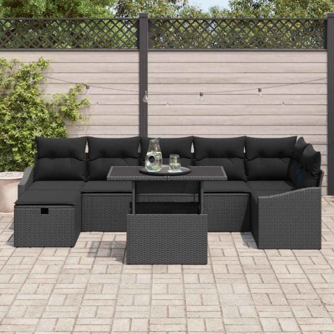 Zestaw Sof na Ogród 8 pcs Czarny polirattan