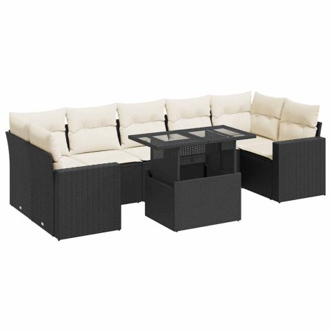 8-cz. zestaw wypoczynkowy do ogrodu, z poduszkami, czarny