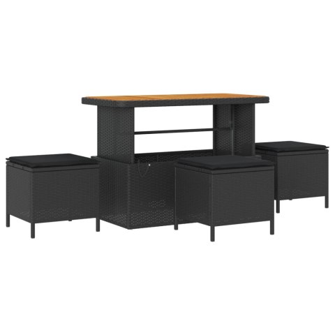Zestaw Sof na Ogród z poduszką 10 pcs Czarny Rattan poli