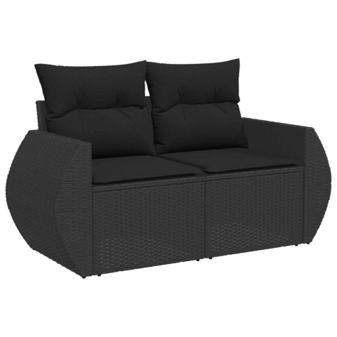 Zestaw Sof na Ogród z poduszką 10 pcs Czarny Rattan poli