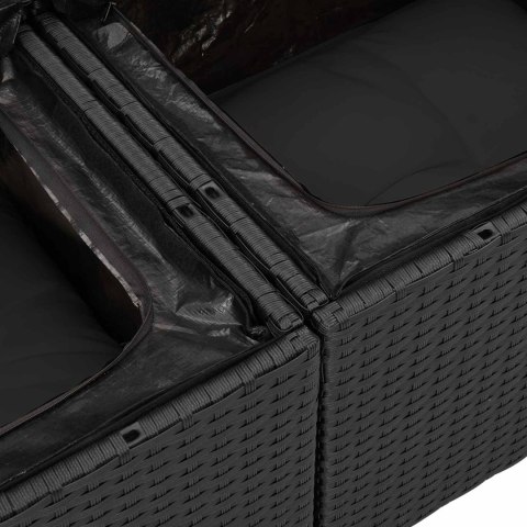 Zestaw Sof na Ogród z poduszką 9 pcs Czarny Rattan poli