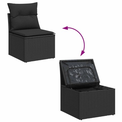 Zestaw Sof na Ogród z poduszką 9 pcs Czarny Rattan poli